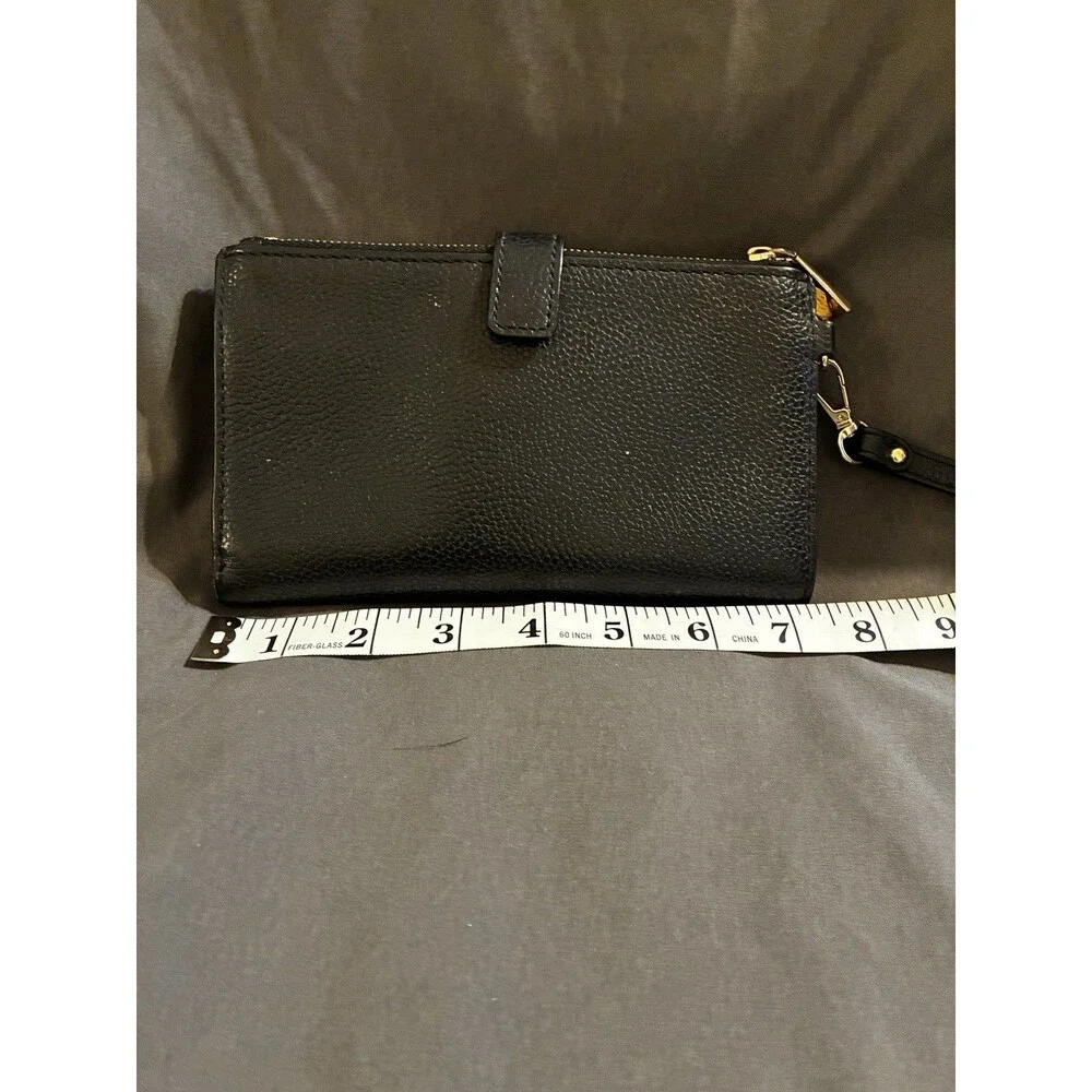 Michael Kors Jet Set Signature Multifunction Wristlet Wallet Billfold Black Gold